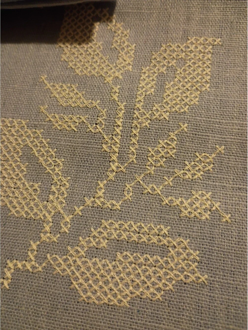 Vintage Ikea Kitchen Bath Towels Set Of 4 Blue Flower Cross Stitch Granny Core